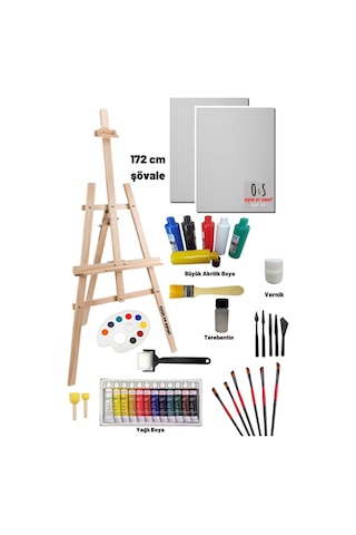 Lüks Resim Başlangıç Seti 3-şövale Şövalye , Tuval Tual Seti , Ressam Akrilik Yağlı Boya Seti