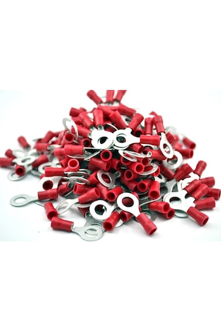 200 Adet 0,50-1,50 Bakır Kablo Pabucu Kırmızı M6 Delikli Sıkmalı Sulye 0.5 - 1.5 MM² M06