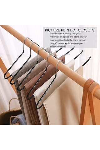 Dancemonkey Cbtx 10 Adet 29 Cm Z Şekilli Pantolon Askısı, Kazak Elbise Kaymaz Askılık Depolama Siyah Siyah