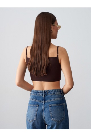 Dilvin 60614 Crop Yelek-kahve