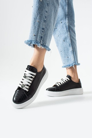 Dericia Shoes Icon Hakiki Deri Günlük Rahat Kadın Sneaker Siyah