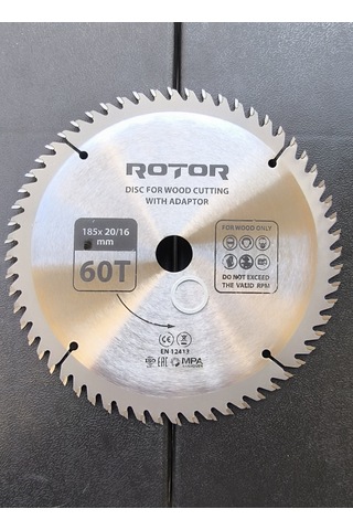 Ahşap Kesme Diski Rotor 185 20/16 Adaptörlü 60t