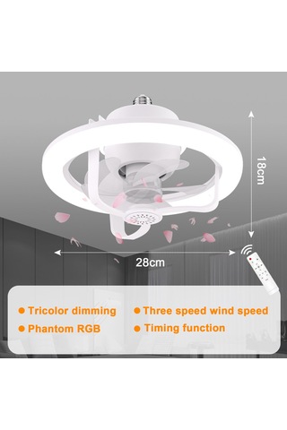 Vkemall Uzaktan Kumandalı 50w Led Fan Işığı E27 Hareketli Kafa Rgb Tavan Vantilatörü Lam Çok Renkli