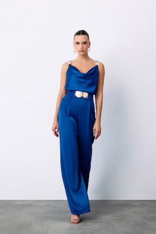 Sateen Salaş Krep Saten Pantolon - Sax Mavi-135470 Sax Mavi Saks Mavi