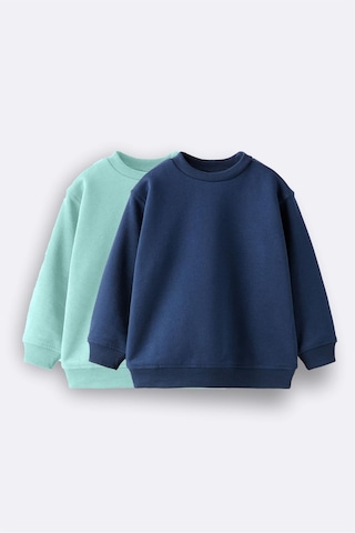 2'li Basic Şardonlu Çocuk Sweatshirt 3-10 Yaş Hardal-antrasit Su Yeşili - Lacivert