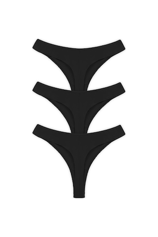 Basic Pamuklu Kadın Tanga 3'lü Paket Külot - 3 Renkli-3