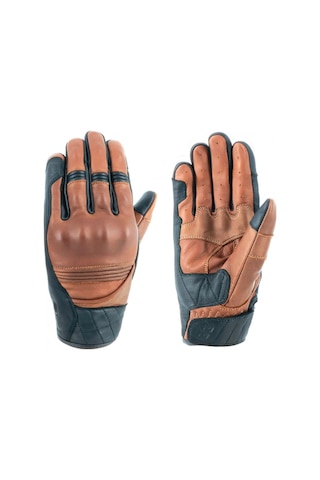 Oj Rust Kahverengi Korumalı Retro Kısa Deri Eldiven M