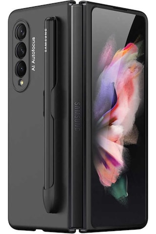 Galaxy Z Fold 3 Kılıf Zore Espen Kalem Yuva Tasarımlı Kılıf Siyah