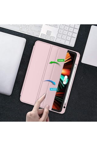 Apple Uyumlu iPad, Pro 12.9 5. Nesil 2021 Kılıf Kalem Bölmeli Smart Case