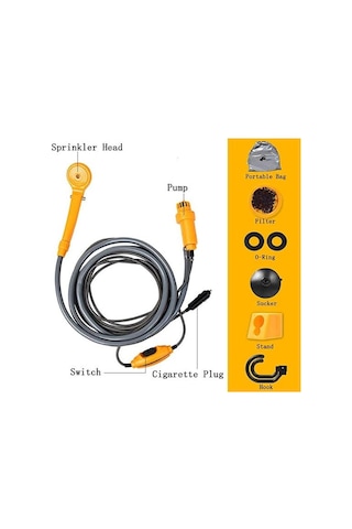 12 V Taşınabilir Seyahat Kamp Araç Oto Duş Seti N11.19