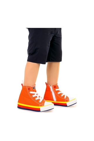 Kiko Kids Tinna Bağcıklı Erkek Bebek Boğazlı Keten Spor Ayakkabı Turuncu