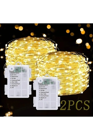 Fastbuy Turcoshop11 2 Adet 50 Led 16ft Çok Renkli 8 Mod Fairy Lights Pil Ile Çalışan Ipx6 Su Geçirmez Bahçe Party Dış Mekan D Çok Renkli