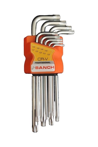 Banch Torx Uçlu Delikli Allen Alyan Anahtar Takımı 9 Parça