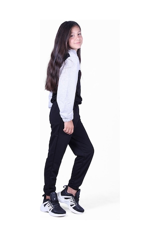 Fyk Kids Kız Çocuk Fileli Baskılı Eşofman Takımı Siyah