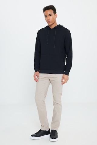 Ac&Co / Altınyıldız Classics Erkek Sıyah Standart Fit Normal Kesim Kapüşonlu Ottoman Desenli Cepli Sweatshirt Sıyah Siyah