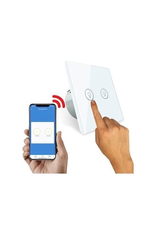 As872Eu Wifi Akıllı Dokunmatik Çiftli Duvar Lamba Açma Anahtarı