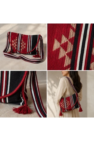 Bk Gift El Yapımı Otantik Türk Kilim Omuz Çantası -11, Günlük, Kitap, Tablet, Plaj Ve Seyahat Çantası Çok Renkli