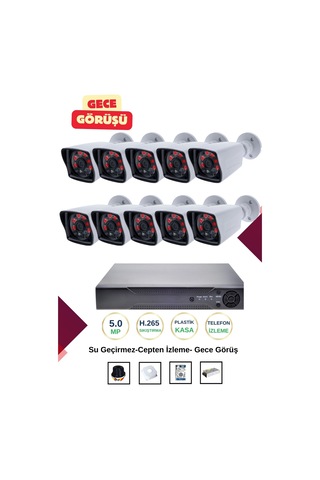 İrtech-10 Kameralı Güvenlik Kamera Seti Gece Görüşlü-su Geçirmez-tak Çalıştır G03