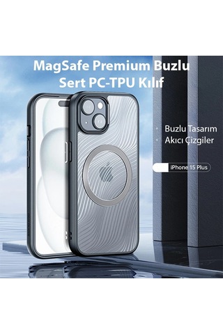 Dux Ducis Apple iPhone Uyumlu 15 Plus Aimo Series Magsafe Premium Buzlu Sert Pc-tpu Kılıf- 5775 Siyah