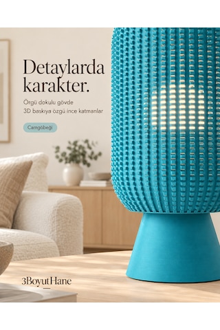 Modern Dekoratif Masa Lambası Salon Ve Yatak Odası İçin Abajur, 10 Renk Seçeneği, E14 Led Uyumlu Mavi