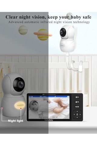 Hellobaby Bebek Kamerası, 5.5 Ekran, 720p Hd, Eco Mod, 320 Dönebilen Kamera Kamera Sistemi