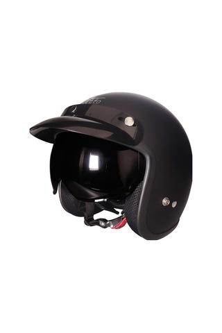 N313 Mat Siyah Motosiklet Kaskı Güneş Vizörlü Yarım Açık Motorcu Kask