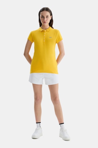 Ucla Shaver Sarı Polo Yaka Nakışlı Standard Fit Kadın Tshirt Sarı