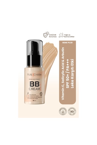 Pure Charm Salicylic Acid Uva Uvb Koruması Nemlendirici Kapatıcı BB Krem SPF50 Pa+++ PC20 50 ML