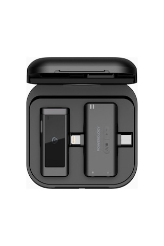 Powerology Mfi Mono Kablosuz Yaka Mikrofonu Lightning & Type-c Siyah