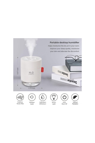 Neevoyu Usb Beslemeli Mini Nemlendirici, 500ml Büyük Kapasite, 28db Sessiz Çalışma, Otomatik Kapatma, Ev/ofis/araç İçin Soğuk Buhar