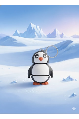 Sevimli Eklemli Penguen Anahtarlık Hareketli Tasarım Beyaz - Siyah Sevimli Eklemli Penguen Anahtarlık Hareketli Tasarım Beyaz - Siyah