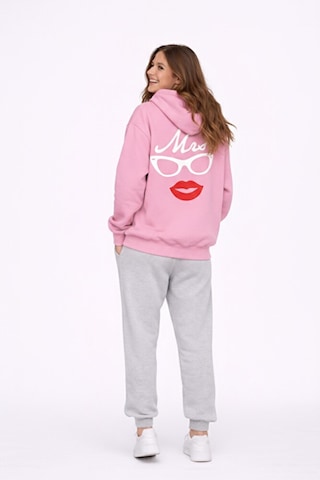 Nevermind Sevgili Kombini Komik Surat Baskılı Siyah Oversize Hoodie Seti Ka Pembe