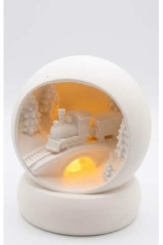 Tren Detaylı Tealight Mumluk Beyaz