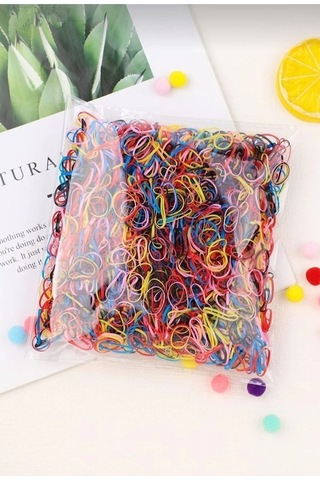 Okavango 1000 Adet Renkli Saç Örgü Lastiği Çok Renkli