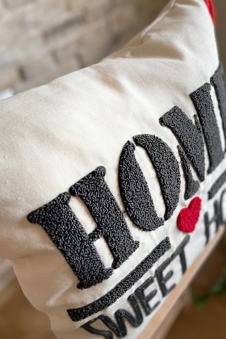 Swita Home Punch İşlemeli Tekli Dekoratif Home Sweet Home Kırlent Kılıfı Panç Kırmızı