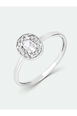 Torgovyj Dom Uvelir Holding 925 Ayar Gümüş Yüzük, Merkezi Büyük Parlak Taşlı 434563958 Gri