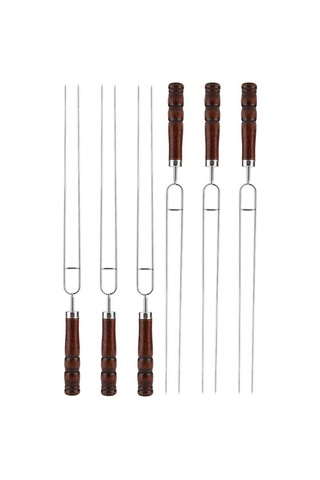 Sones Paslanmaz Çelik Barbekü Şişleri Barbekü Çatal U-şekilli Barbekü Çatalı, Özellikler: Renk Kutusunda 6 Adet Çok Renkli