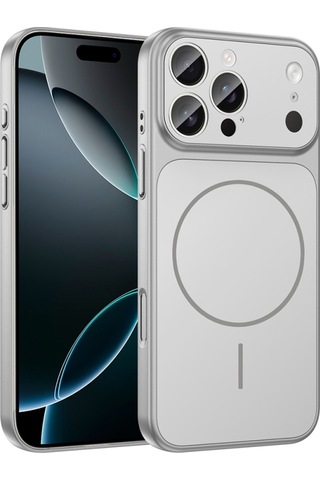 Apple Uyumlu iPhone 15 Pro Max Kılıf M-safe Şarj Özellikli Kamera Korumalı Kapak Ryc / Formen Gümüş