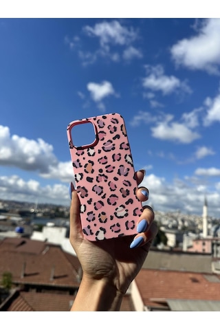 İphone 15 Plus Uyumlu Renkli Leopar Dsen Tasarımlı Telefon Kılıfı - Krem