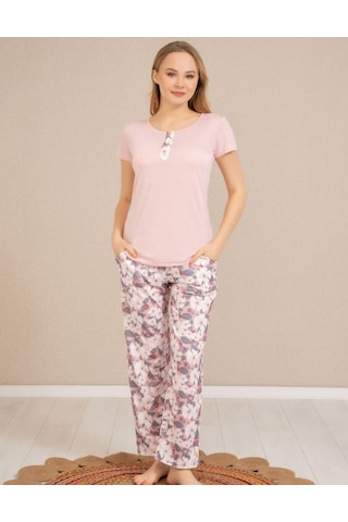 Baha Perfect Club Kadın Bisiklet Yaka Kısa Kol Pijama Takımı 4369 - 1 Adet Pembe