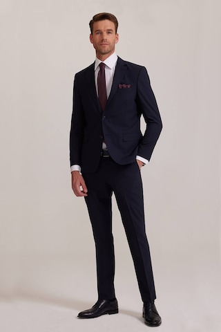 Erkek Koyu Lacivert Slim Fit %100 Yün Takım Elbise