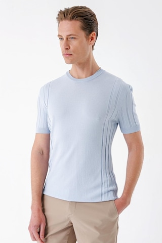 Efor Slim Fit Bisiklet Yaka Kısa Kol Mavi Triko Tr 869 Mavi