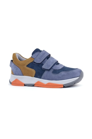 Rakerplus Hakiki Deri Mavi Süet Taba Çocuk Cırtlı Sneakers Spor Ayakkabı Mavi