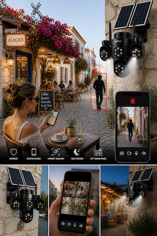 Mpıa Koto 12mp 3 Lens 4g Çift Solar Panel Hieasy Aov Sürekli Kayıt Gece Görüş Çift Yönlü Ses Turkcell Sim Kart