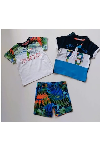 Zeyland Mininio Mavi Erkek Bebek Alt Üst 3'lü Takım 91m1glt51 Mavi