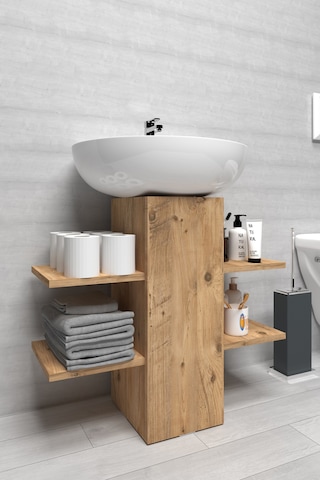 İyimi Modern Raflı Lavabo Altı Banyo Dolabı Banyo Düzenleyici Atlantik Çam