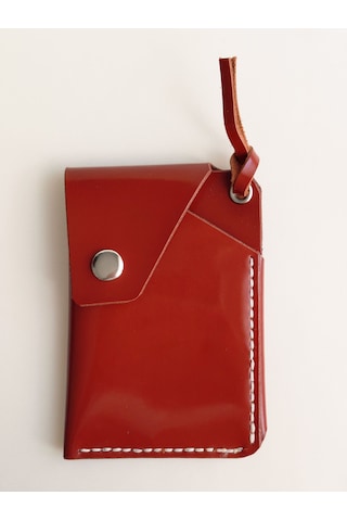 Luna Luster Hakiki Deri Minimalist Taba Unisex Kartlık/cüzdan Kızıl Taba