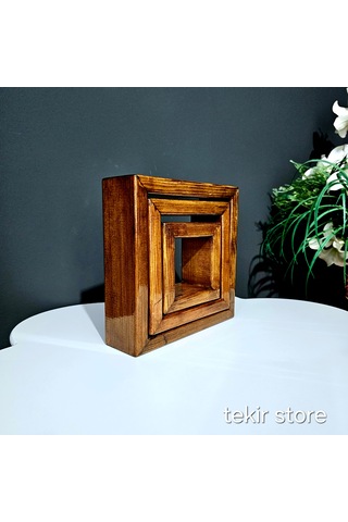 İç İçe Geçmeli 3'lü Duvara Asılabilir Mumluk Ceviz Rengi