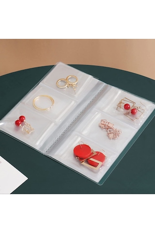 Anjiexun 84 Izgaralı Şeffaf Mücevher Saklama Defteri Ve 50 Parça Fermuarlı Çanta Şeffaf