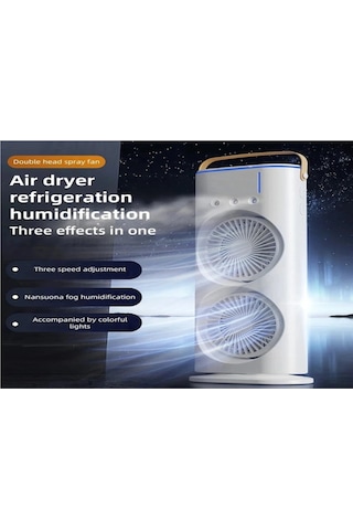 Yaozixa Usb Şarjlı Çift Lüftü Buhar Saçan Soğutucu Fan - Ev, Kamp, Yolculuk İçin Taşınabilir Nemlendirici Soğuk Hava Makinası